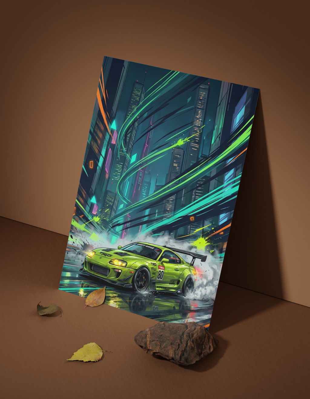 The Green Neon Car Aesthetic Poster | Premium Glossy | 8K
