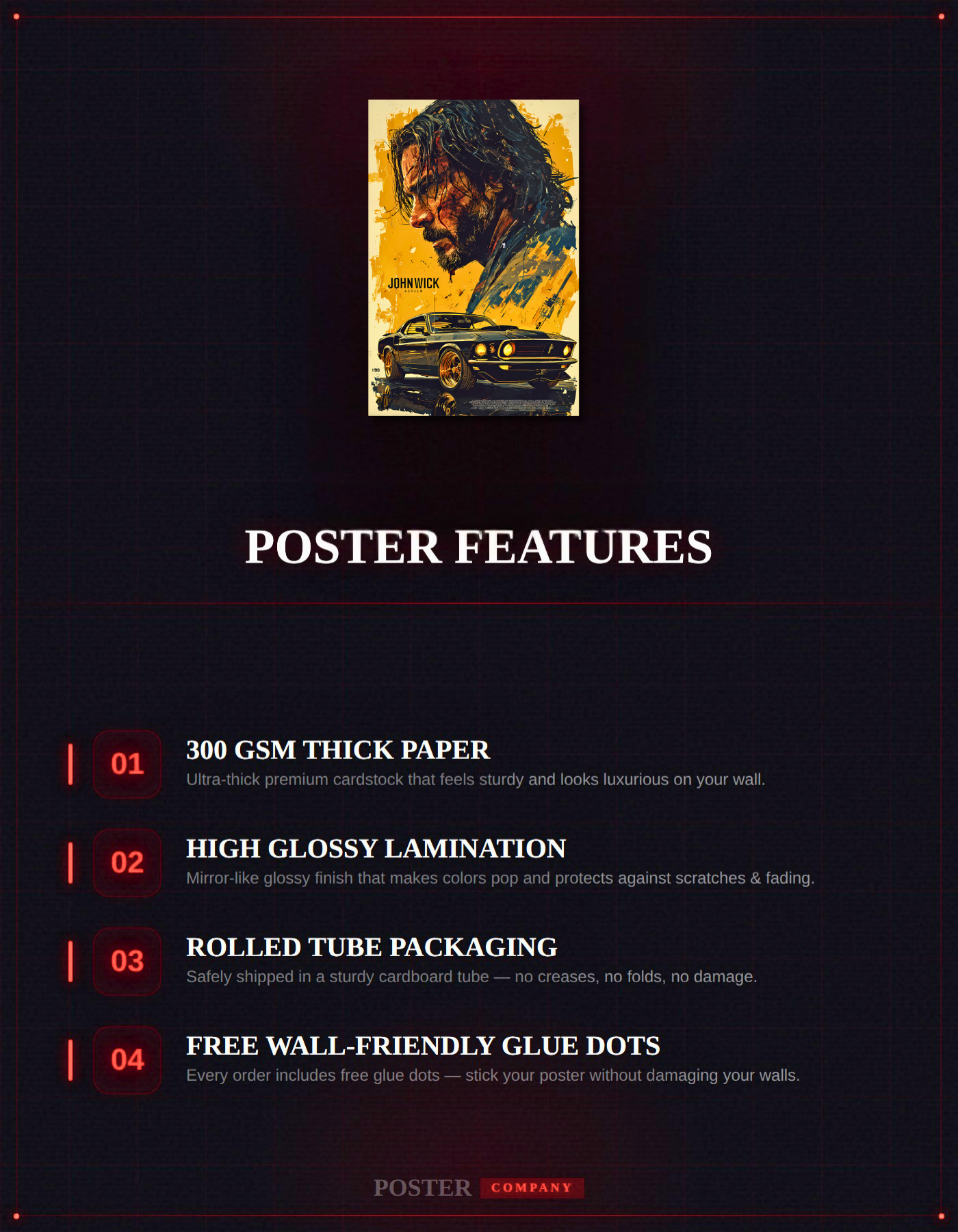 The John Wick Mustang Car Poster | Premium Glossy | 8K