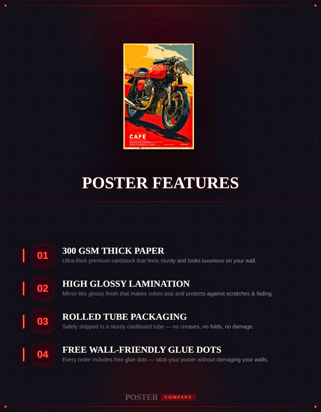 The Cafe Racer Motorcycle Poster | Premium Glossy | 8K