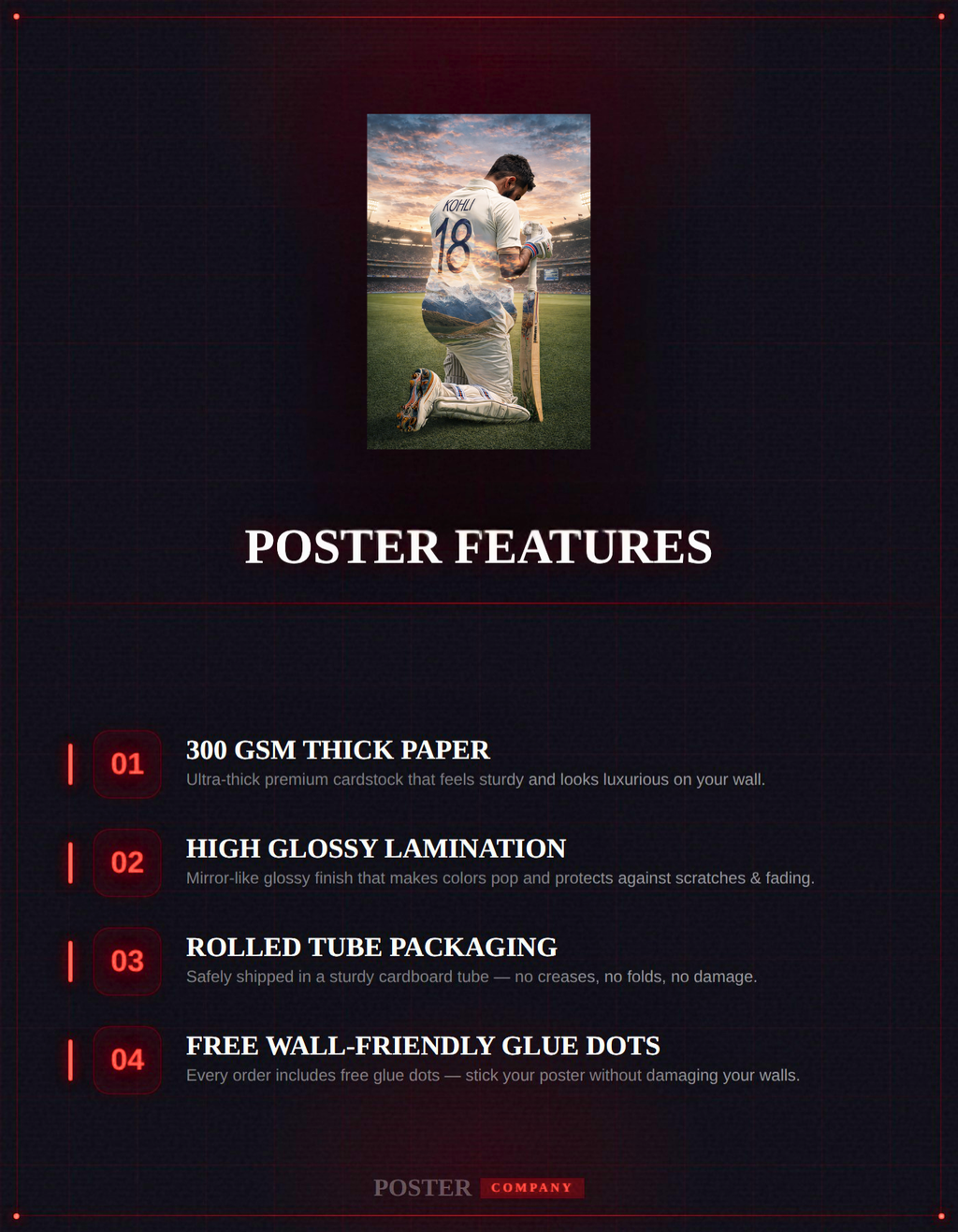 The Virat Kohli 'Run Machine' Poster | Premium Glossy | 8K