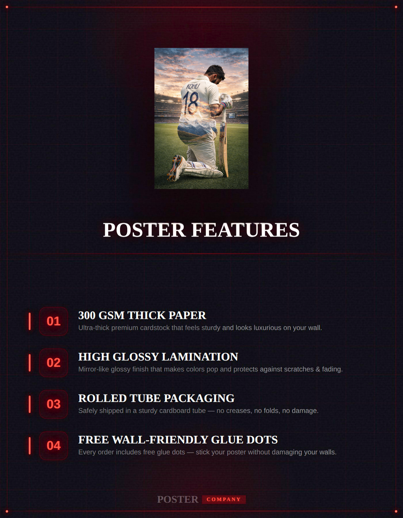 The Virat Kohli 'Run Machine' Poster | Premium Glossy | 8K