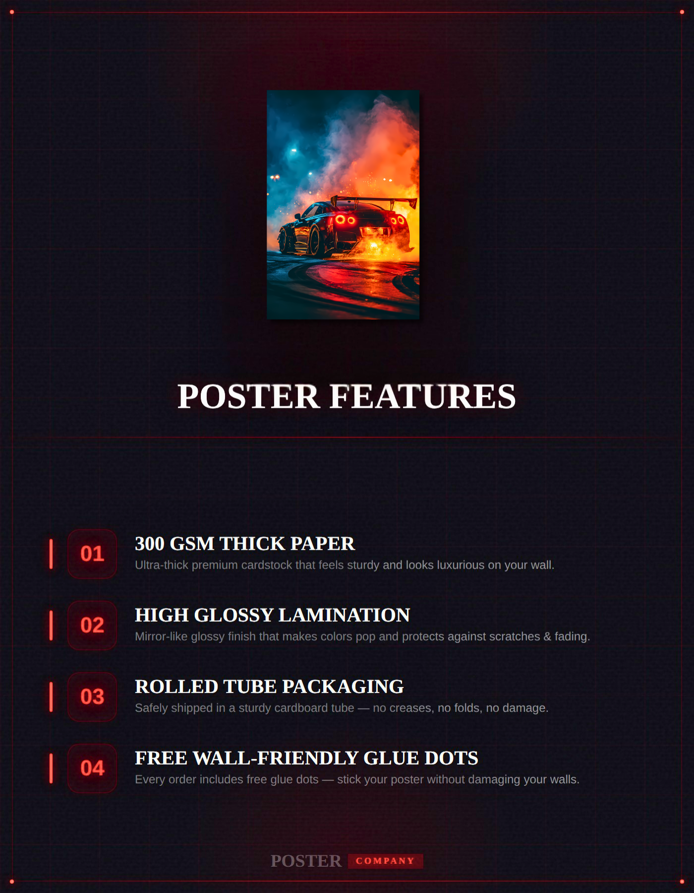 The Drift Nissan GTR Poster | Premium Glossy | 8K